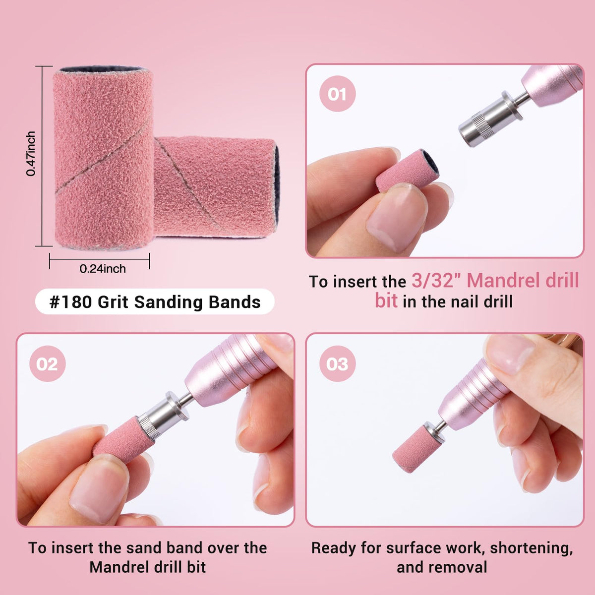 MelodySusie sanding band on mandrel demonstrating secure fit for drills