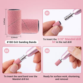 MelodySusie sanding band on mandrel demonstrating secure fit for drills