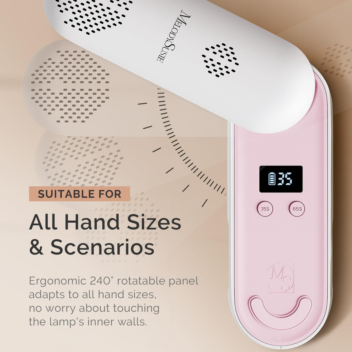 MelodySusie battery and charging port close-up emphasizing long-lasting rechargeable power