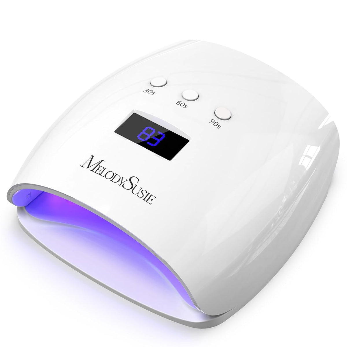 MelodySusie P-Plus30I front view showing compact lamp and fast curing benefits