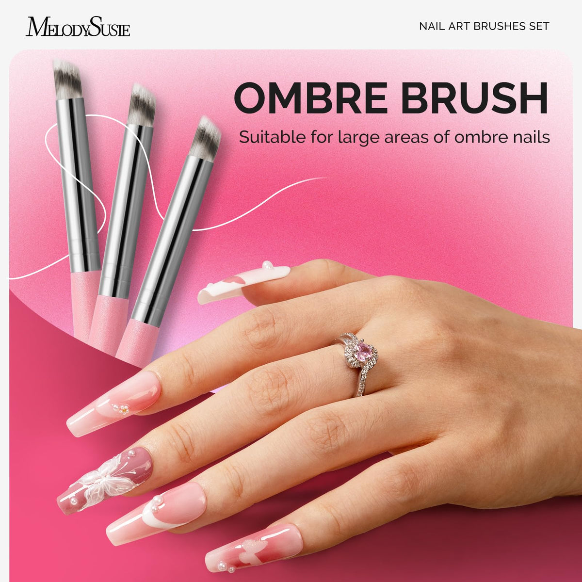 MelodySusie round brush applying polish on a nail to create soft blush-style blends