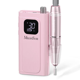MelodySusie SC300F pink front view showing compact e-file and clip-on pack for portability