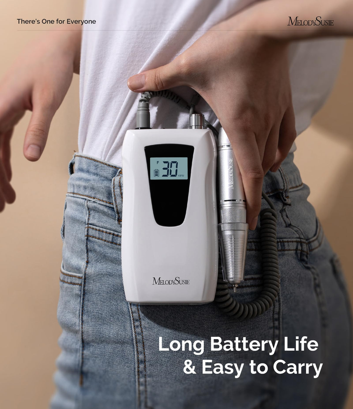 MelodySusie SC320D handpiece close-up illustrating pen shape and grip comfort benefit