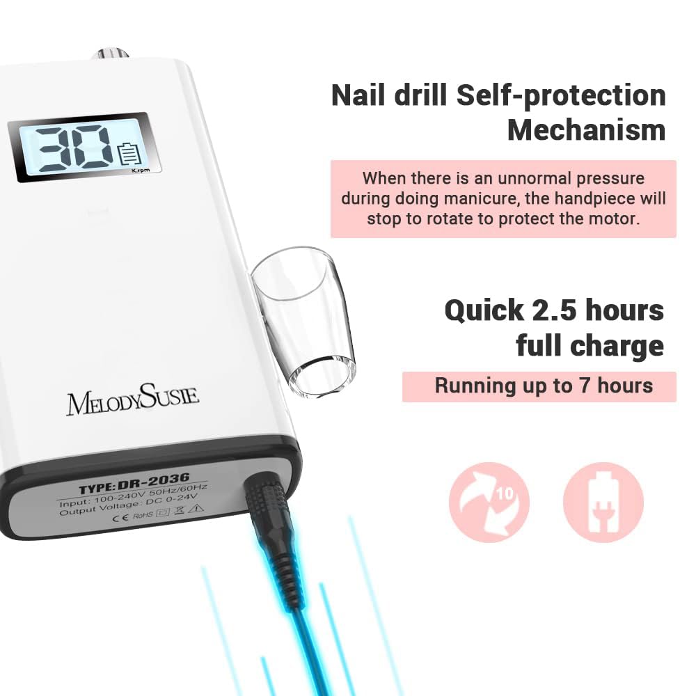 MelodySusie SC320H in use removing gel to demonstrate efficient filing