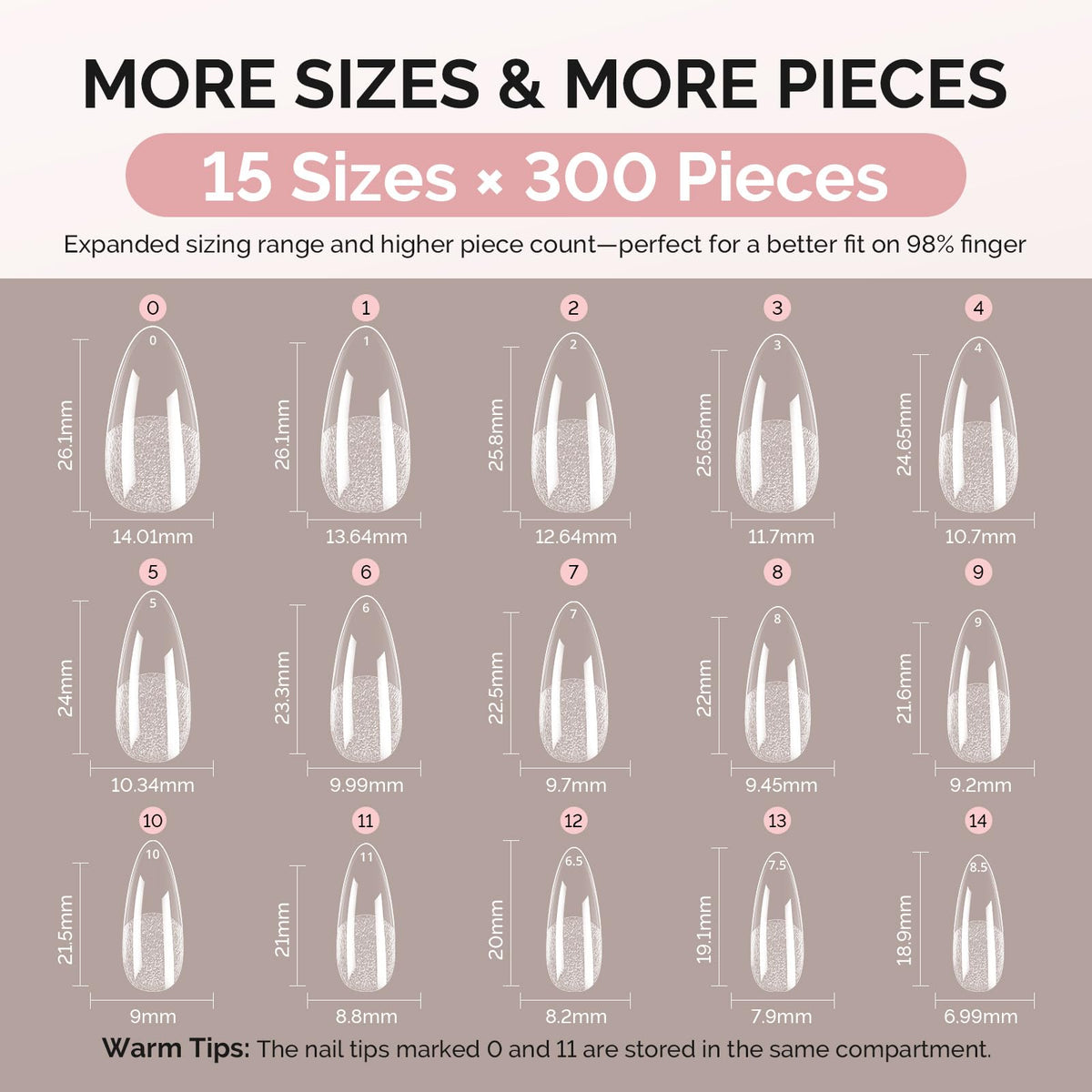 MelodySusie tips beside a hand model to show scale and real-size fit guidance