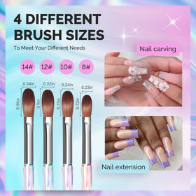 MelodySusie brushes beside ruler illustrating size variety