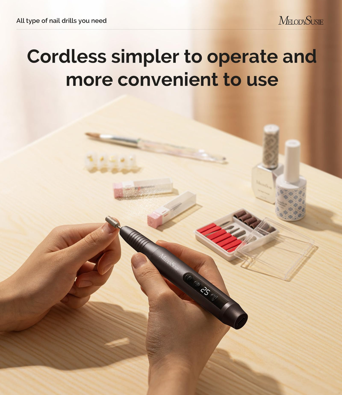 MelodySusie next to ruler showing size and scale for travel-friendly portability