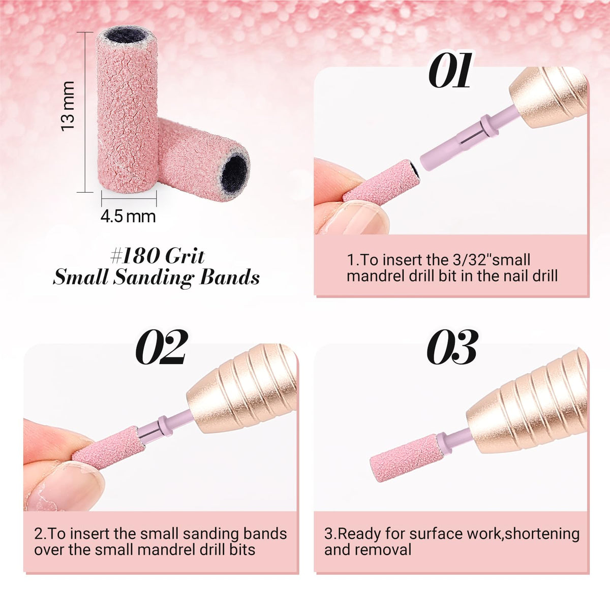 MelodySusie band next to a finger for size comparison, ideal for small nails