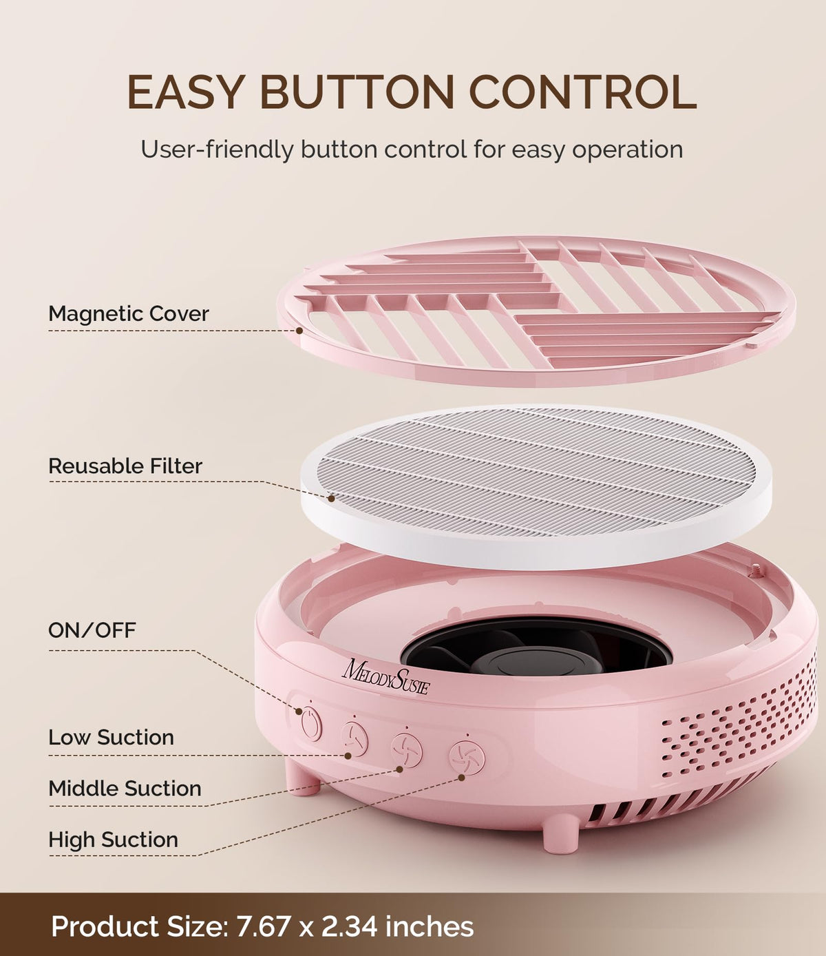 MelodySusie size comparison next to a hand showing portability and space-saving benefit