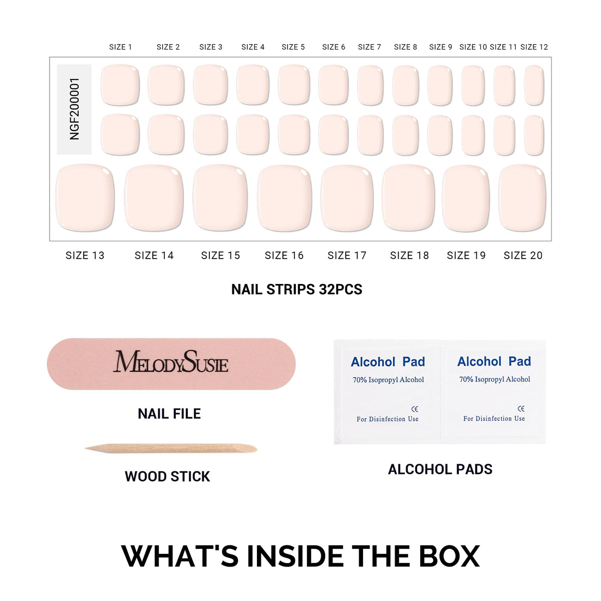 MelodySusie laid out kit contents with 16 sizes and prep wipes, easy selection benefit