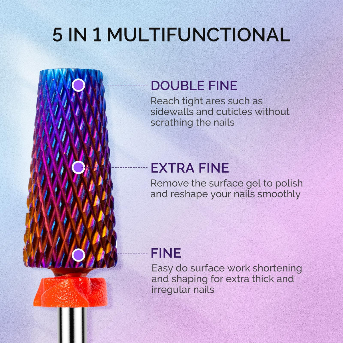 MelodySusie large barrel smooth-top detail protecting cuticles while shaping