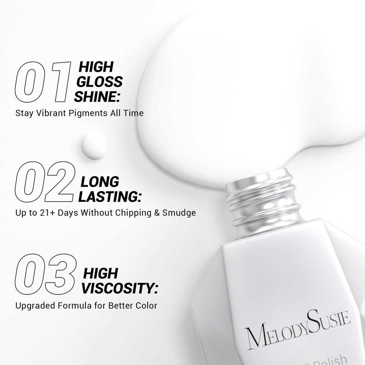 MelodySusie thick gel texture poured to show high-pigment, easy spreadability benefit