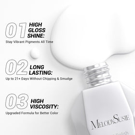 MelodySusie thick gel texture poured to show high-pigment, easy spreadability benefit