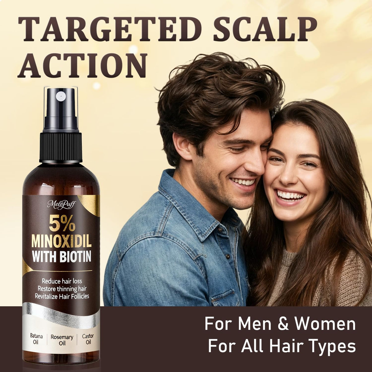 Melopuff with biotin batana rosemary botanicals showing nourishing ingredients benefit