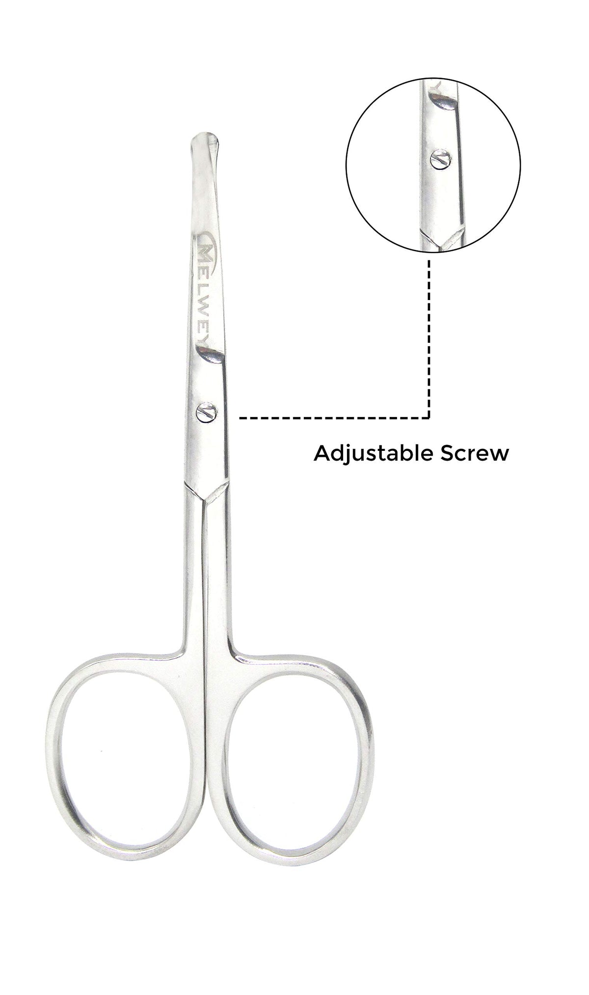 MELWEY scissors held in hand to show 3.7-inch scale and controlled grip benefit