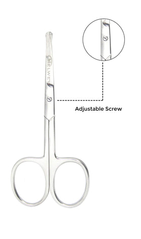 MELWEY scissors held in hand to show 3.7-inch scale and controlled grip benefit