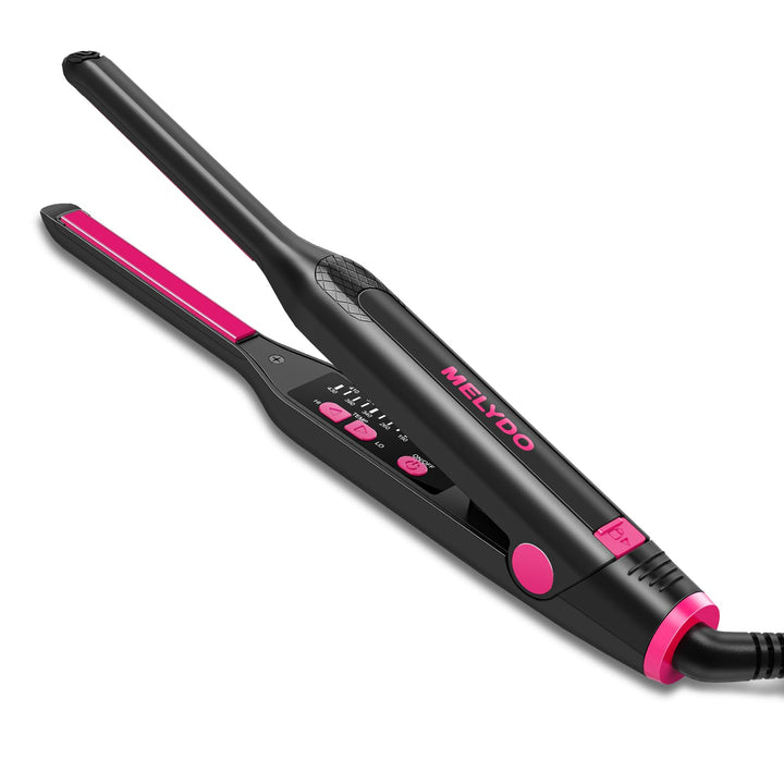 MELYDO front view of mini flat iron showing slim profile for precise styling