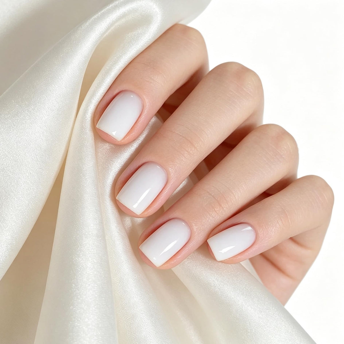 MEMEDA swatches on nail tips showing true milky nude color payoff