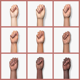 MEMEDA polished nails on model demonstrating long-lasting shine and flattering neutral finish