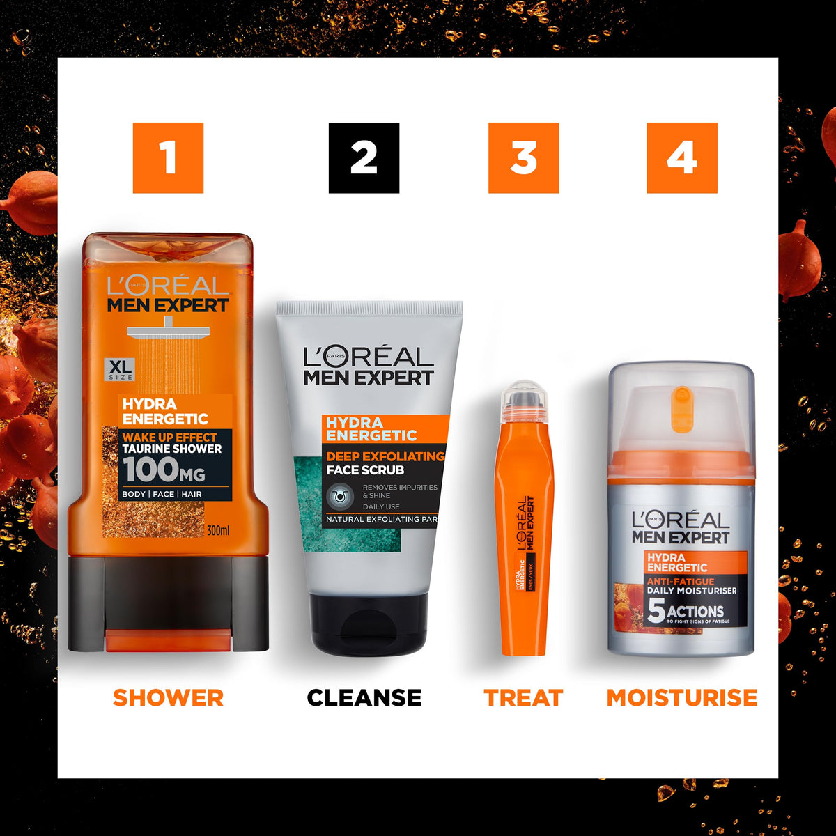 MEN EXPERT product held in hand showing compact 100 ml travel-friendly size