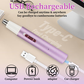Mendaping pen profile in hand illustrating portable size for on-the-go grooming