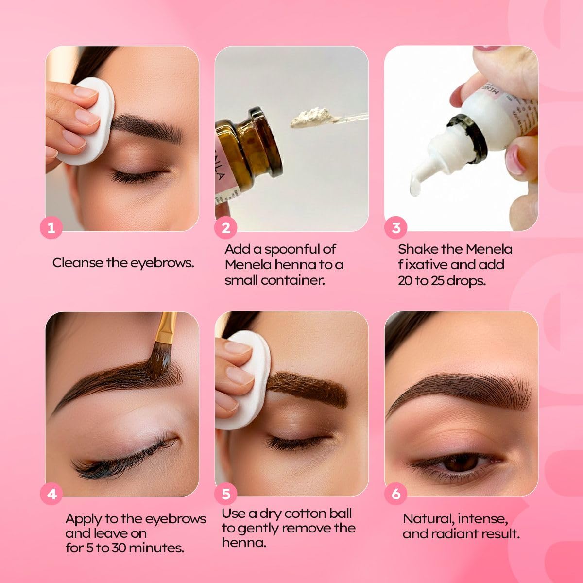 Menela fixer bottle detail with bamboo extract for smooth mix