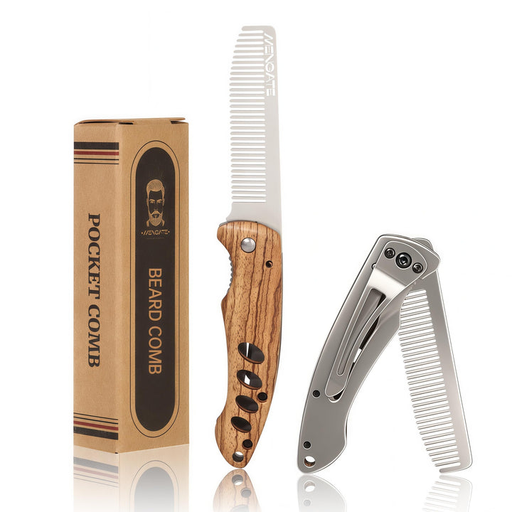 MenGate folded comb front view shows compact carry benefit