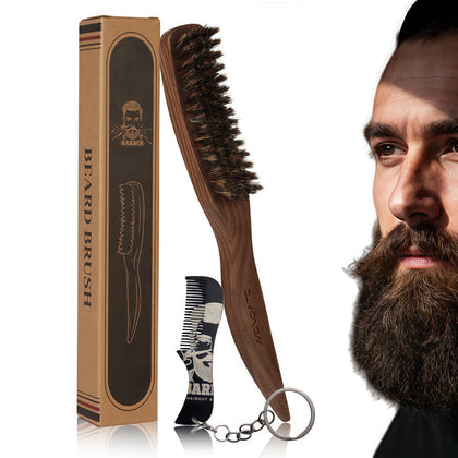 MenGate front view walnut handle brush showing classic design and grooming control