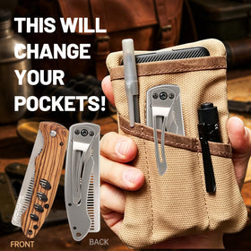 MenGate next to credit card illustrates slim EDC size for portability