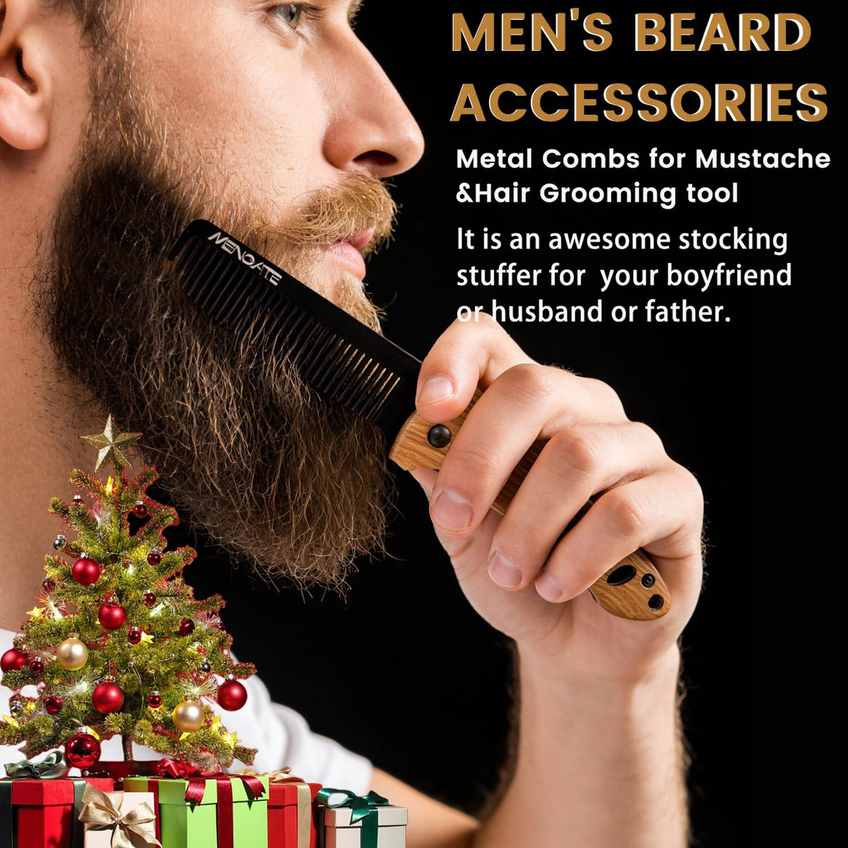 MenGate comb used to style a beard, precise grooming and neat appearance benefit