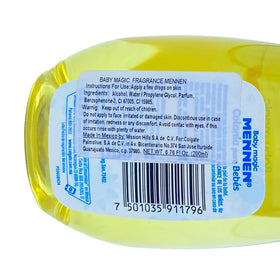 MENNEN Baby Magic applied after bath on baby’s clothes showing light freshness benefit