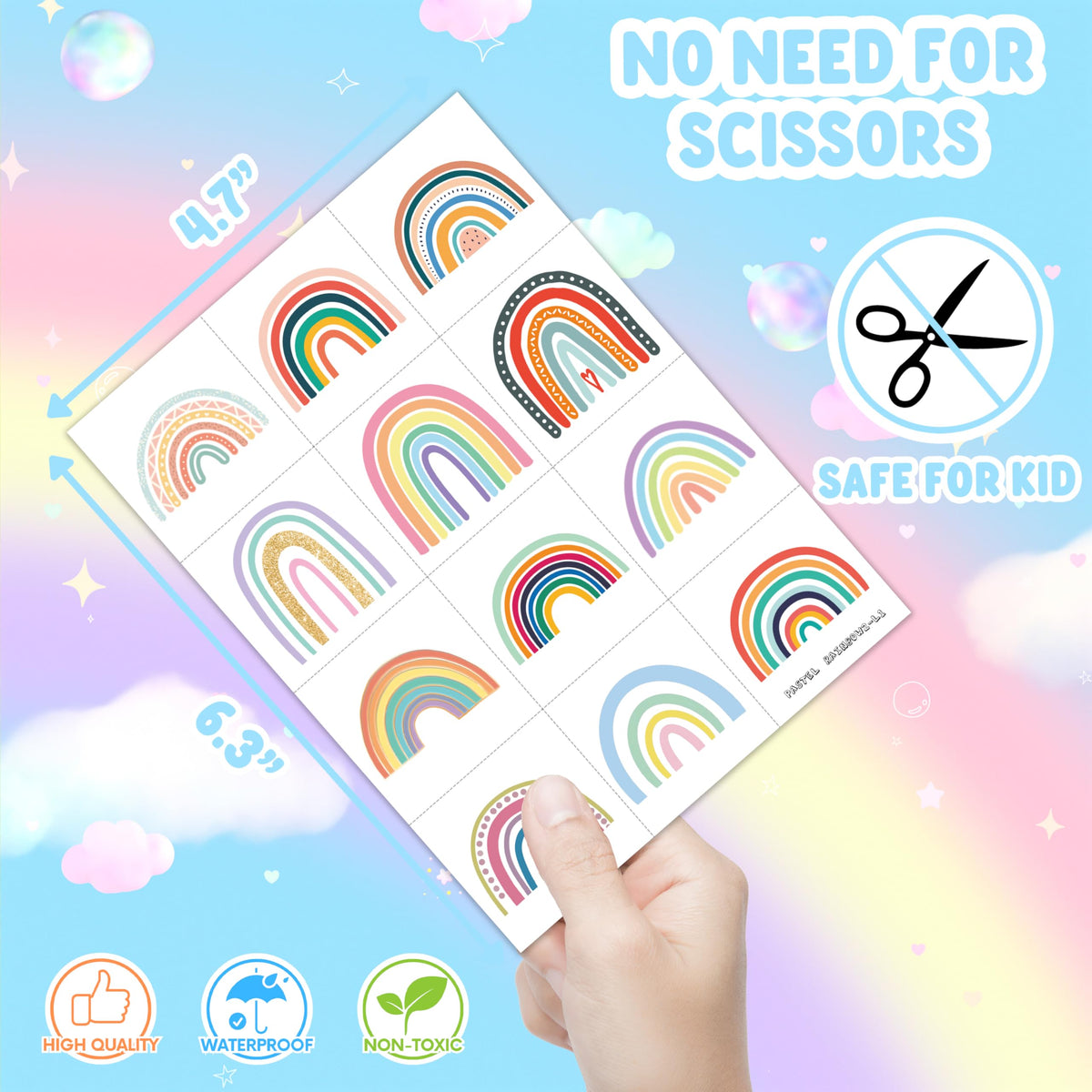 MeoIsDaBest applied on child arm showing colorful boho look and safe wear