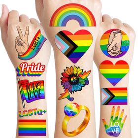 MeoIsDaBest front packaging showing 120 pride tattoo sheets and vibrant branding