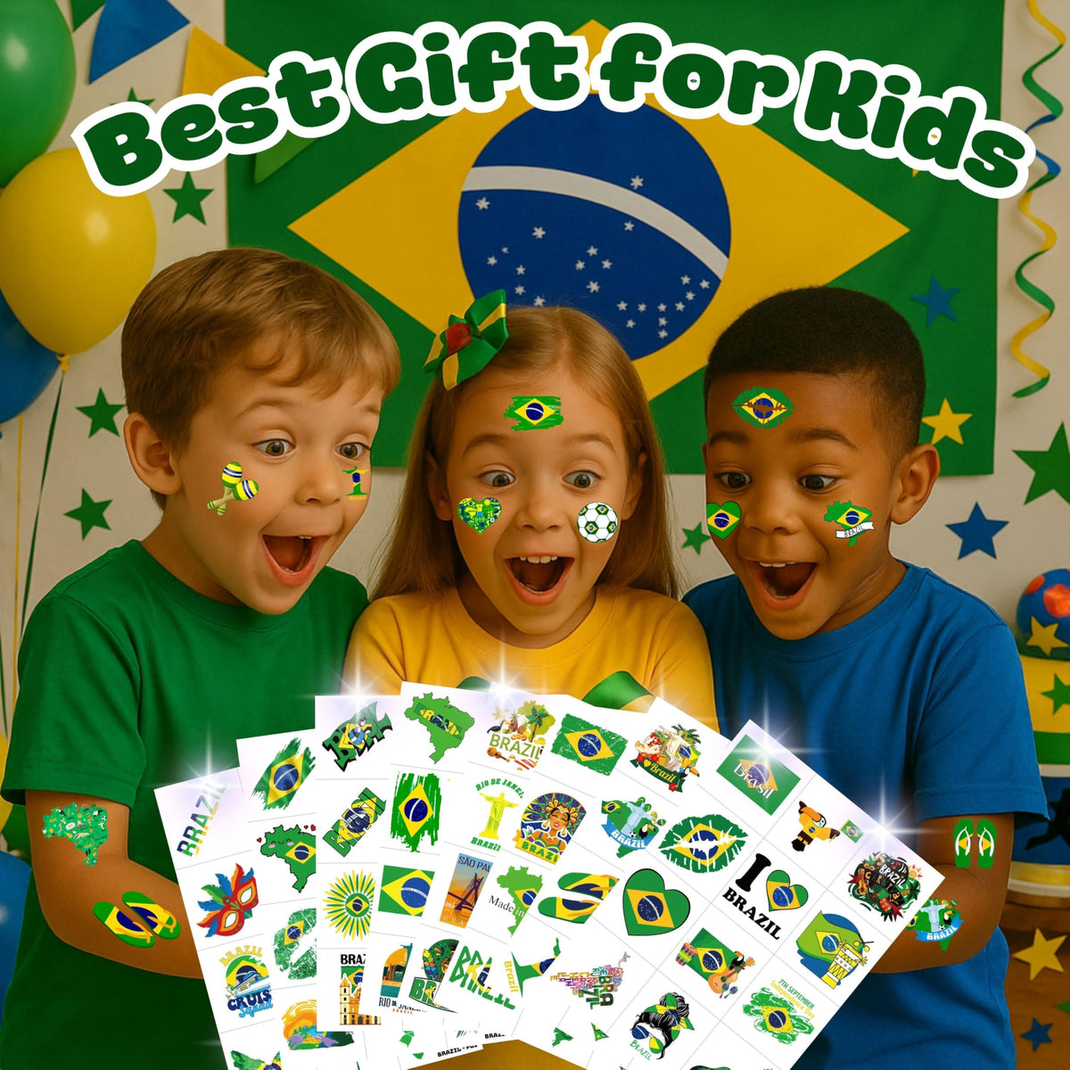 MeoIsDaBest kids wearing assorted tattoos promoting festive party fun