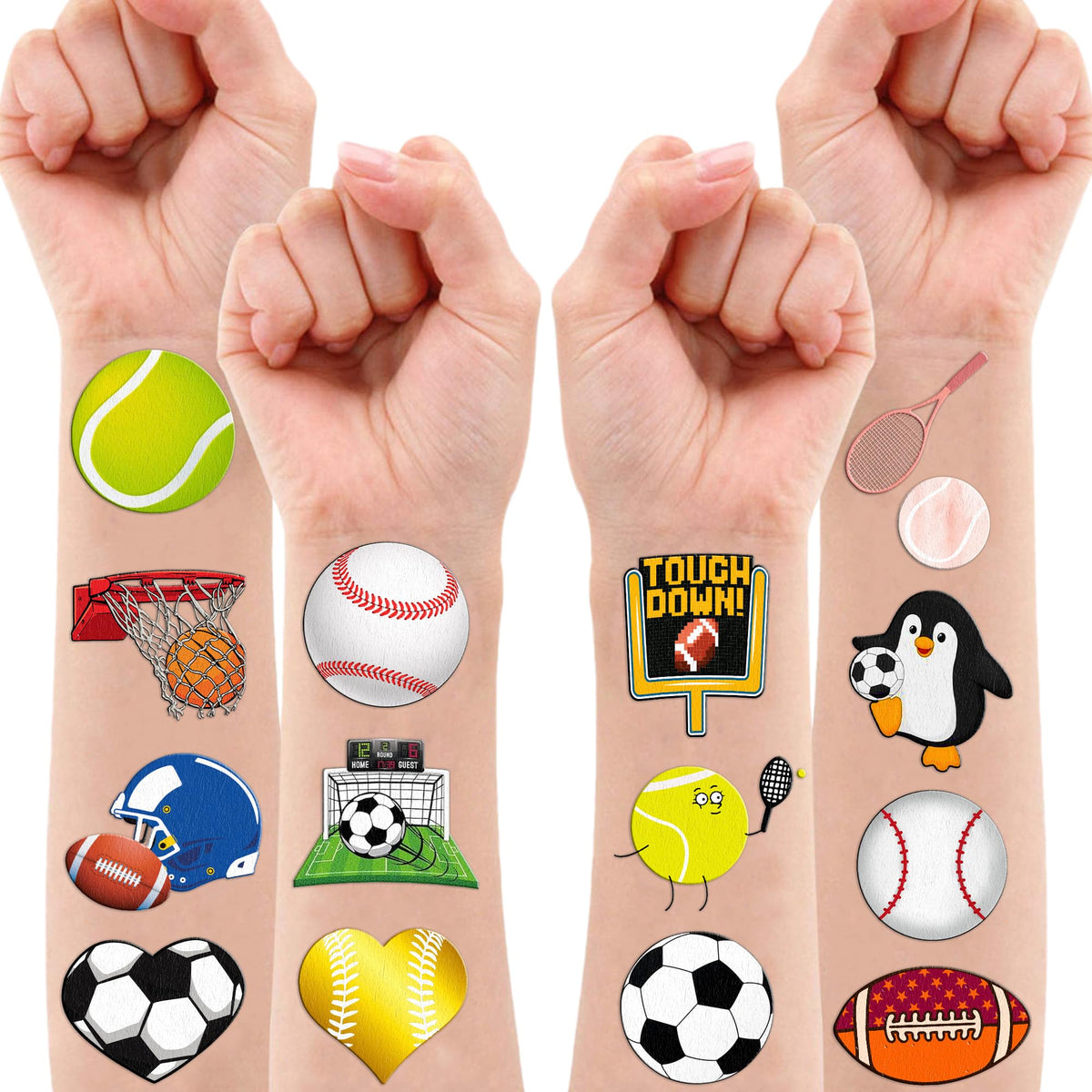 MeoIsDaBest assortment layout displaying basketball, football, baseball, and soccer art variety