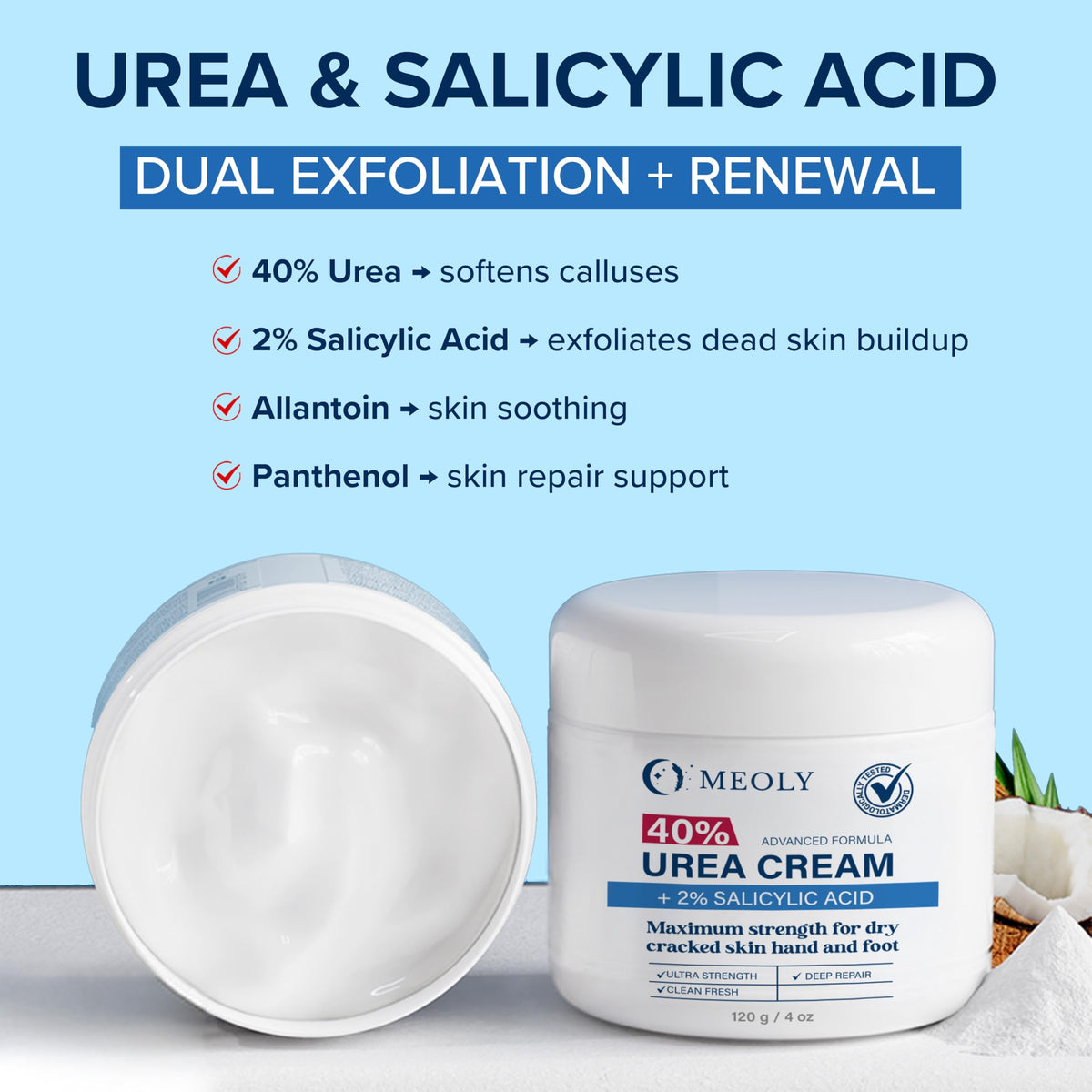 MEOLY close-up texture of cream showing rich emollient properties