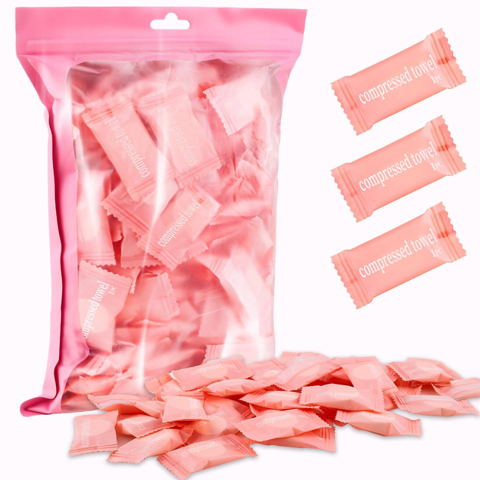 MEQHUO front packaging showing 150-piece pink bag and compact supply benefit