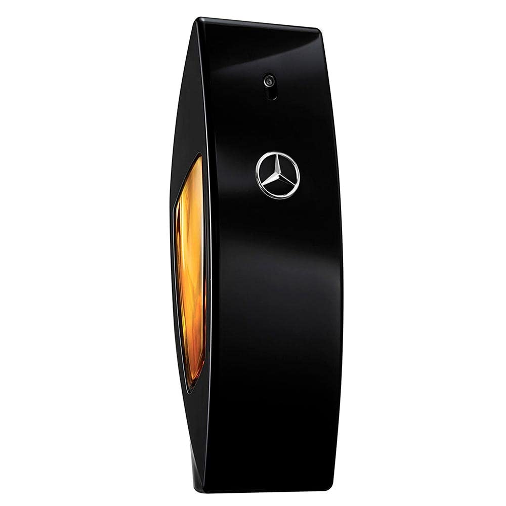 Mercedes Benz Club Black front bottle view highlighting sleek design and premium look