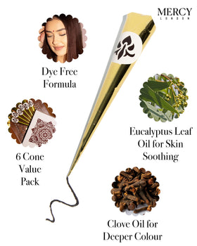 MERCY LONDON applying henna cone to hair section for easy at-home colouring and control