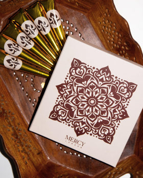 MERCY LONDON close-up of henna cone paste texture highlighting smooth, pre-mixed consistency
