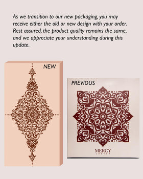 MERCY LONDON ingredient label showing henna, eucalyptus and clove oil for conditioning benefits