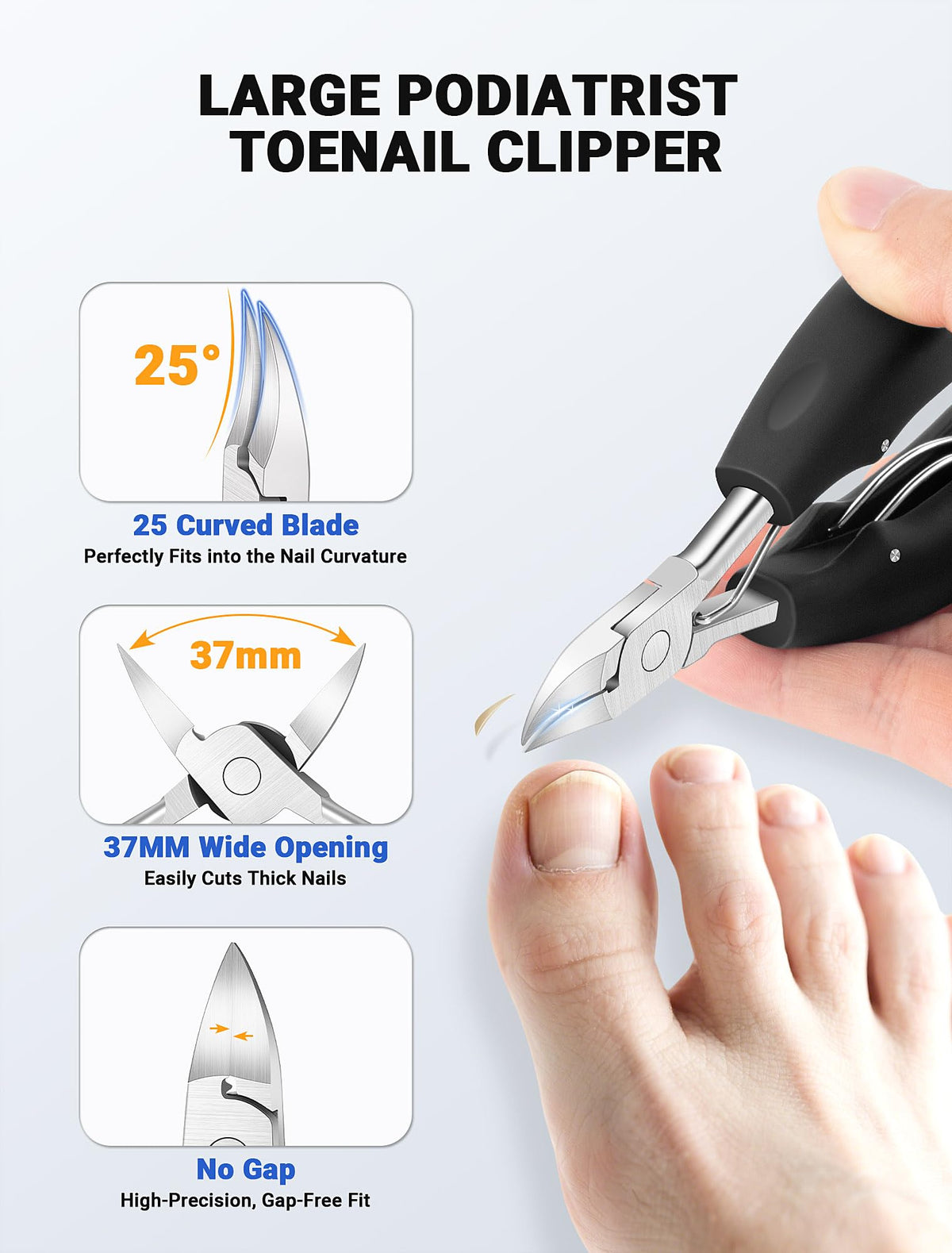 MERDTTES large podiatrist toenail clipper close-up showing curved blade for precise cuts