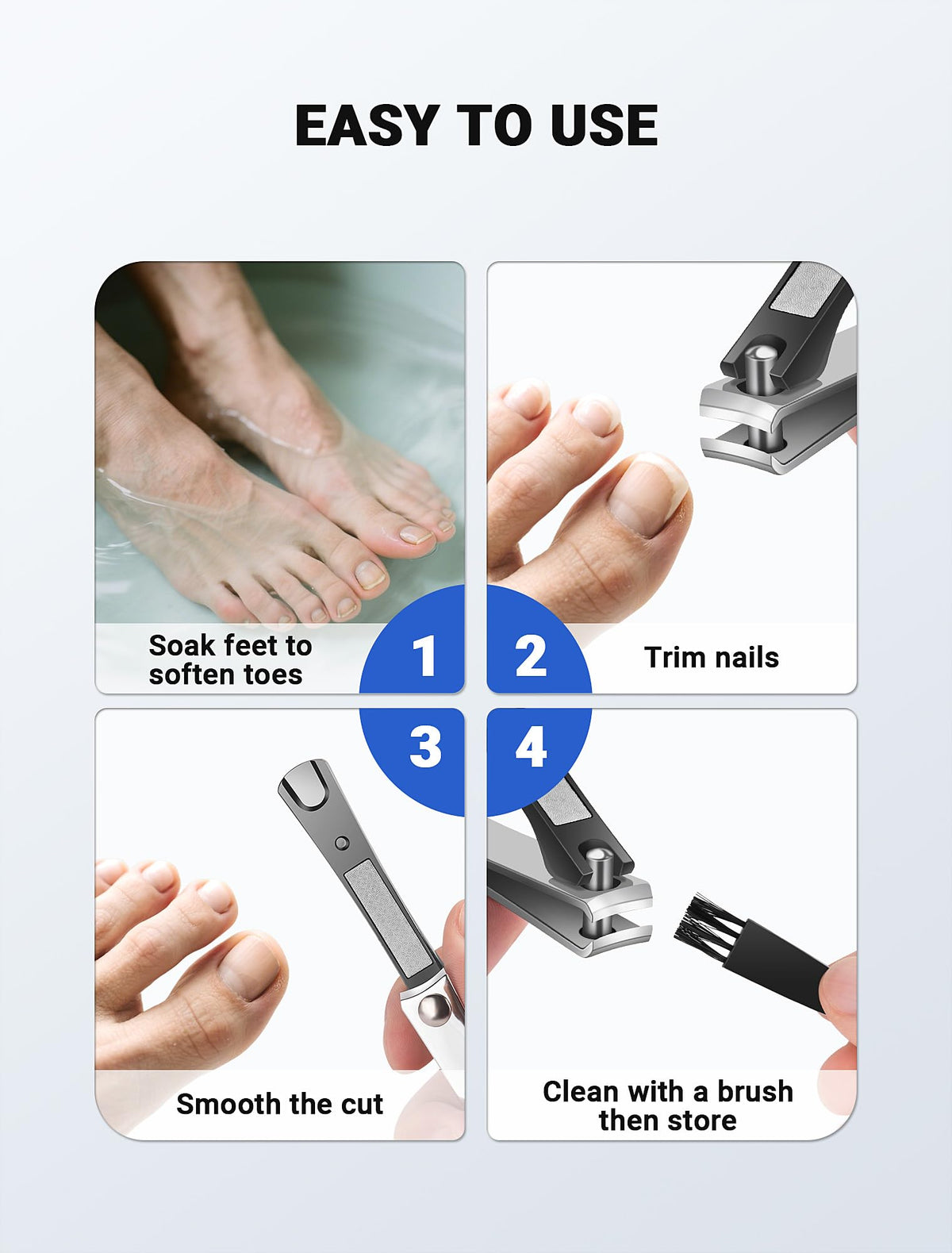 MERDTTES long-handle clipper grip close-up showing ergonomic non-slip handle