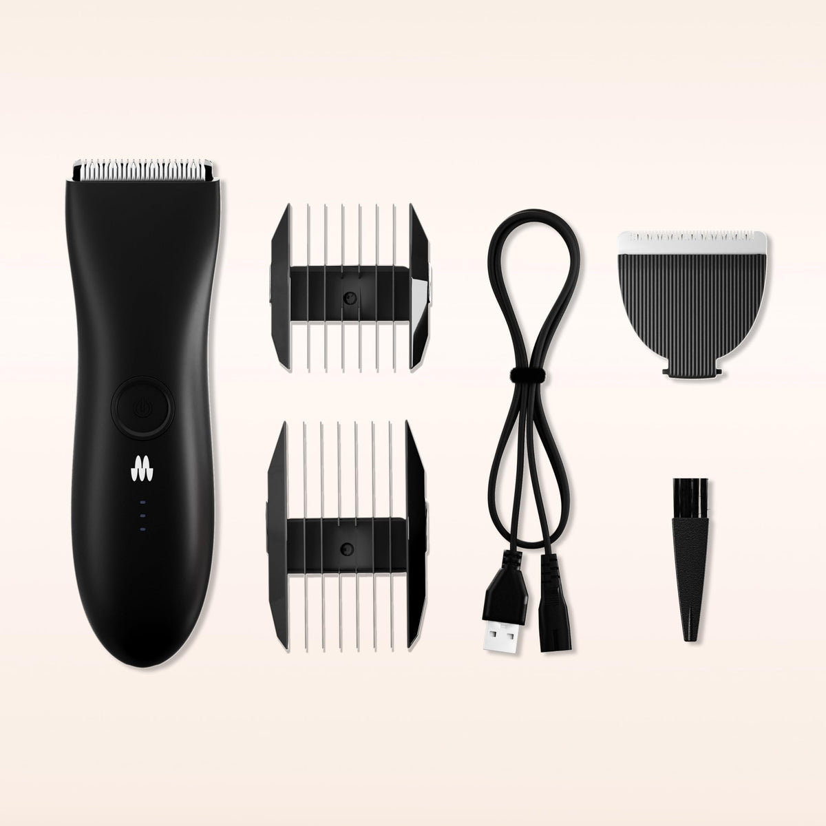 MERIDIAN trimming groin area with guard attached for safer, controlled pubic grooming