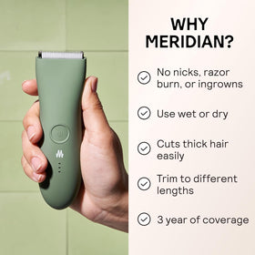 MERIDIAN close-up of ceramic blade showing smooth edge for reduced nicks benefit