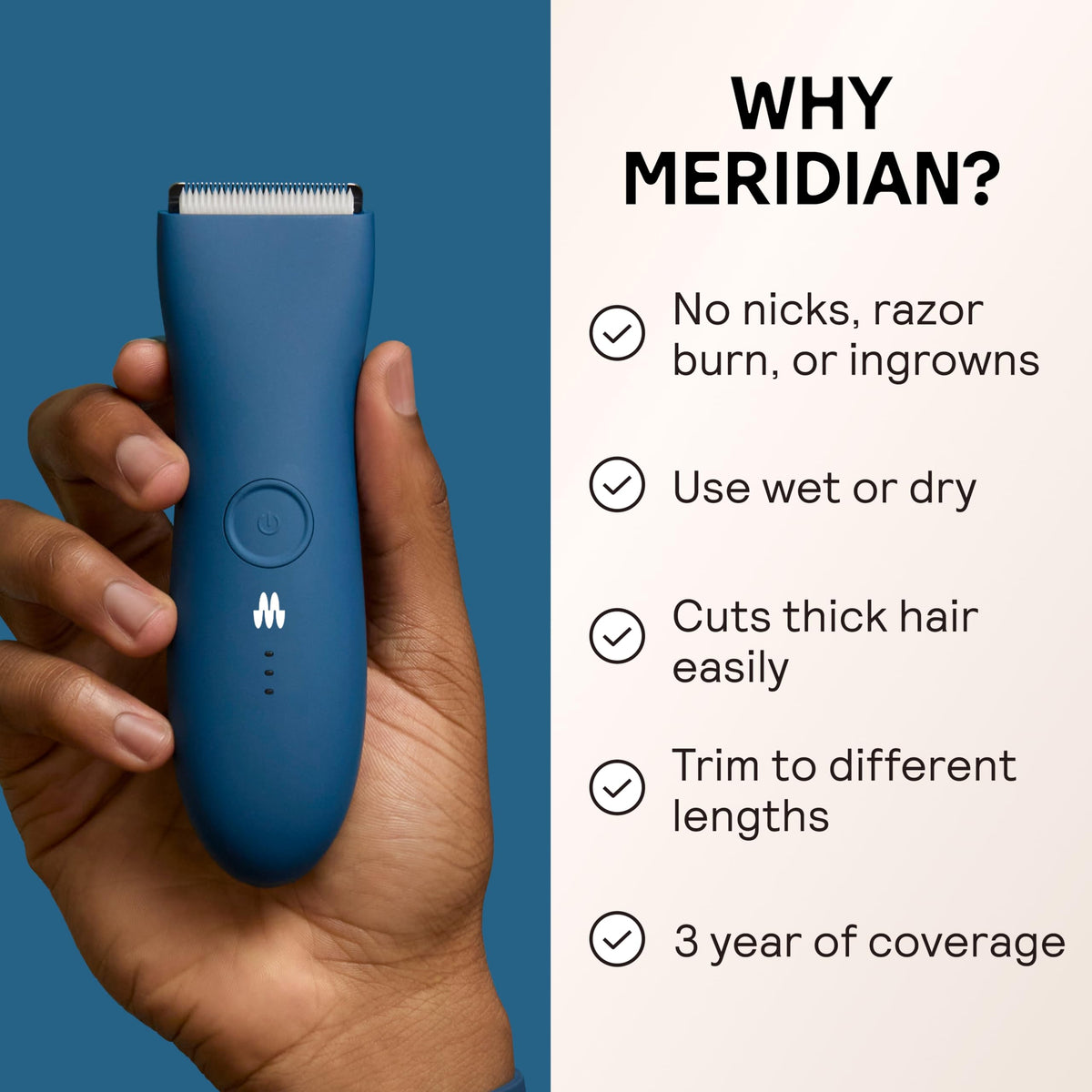 MERIDIAN close-up of ceramic blade illustrating cool trimming and reduced irritation