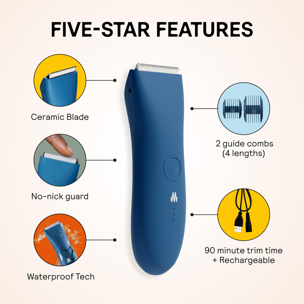 MERIDIAN trimmer being used in shower demonstrating waterproof convenience and rinseability