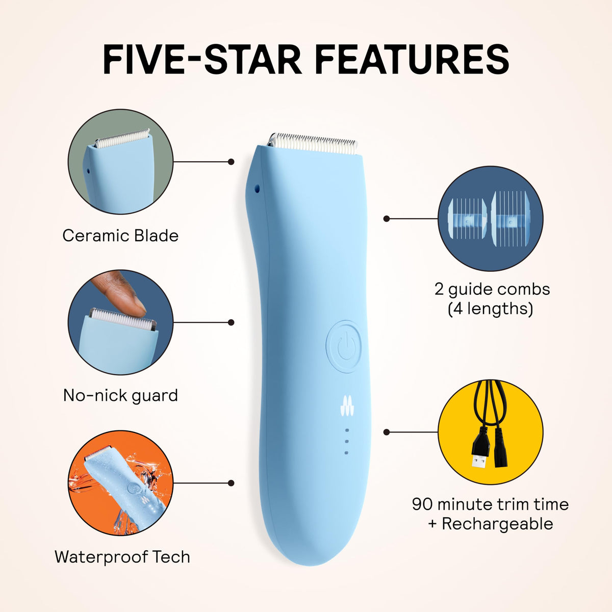 MERIDIAN trimmer being used in shower demonstrating waterproof performance and convenience