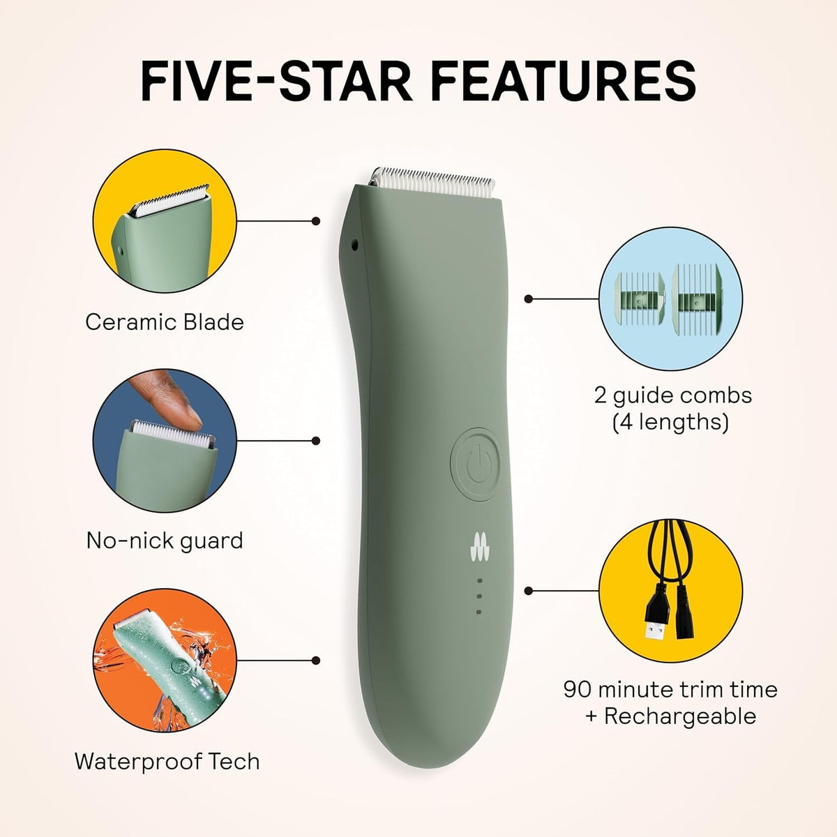 MERIDIAN trimmer used in shower demonstrating waterproof confidence and convenience