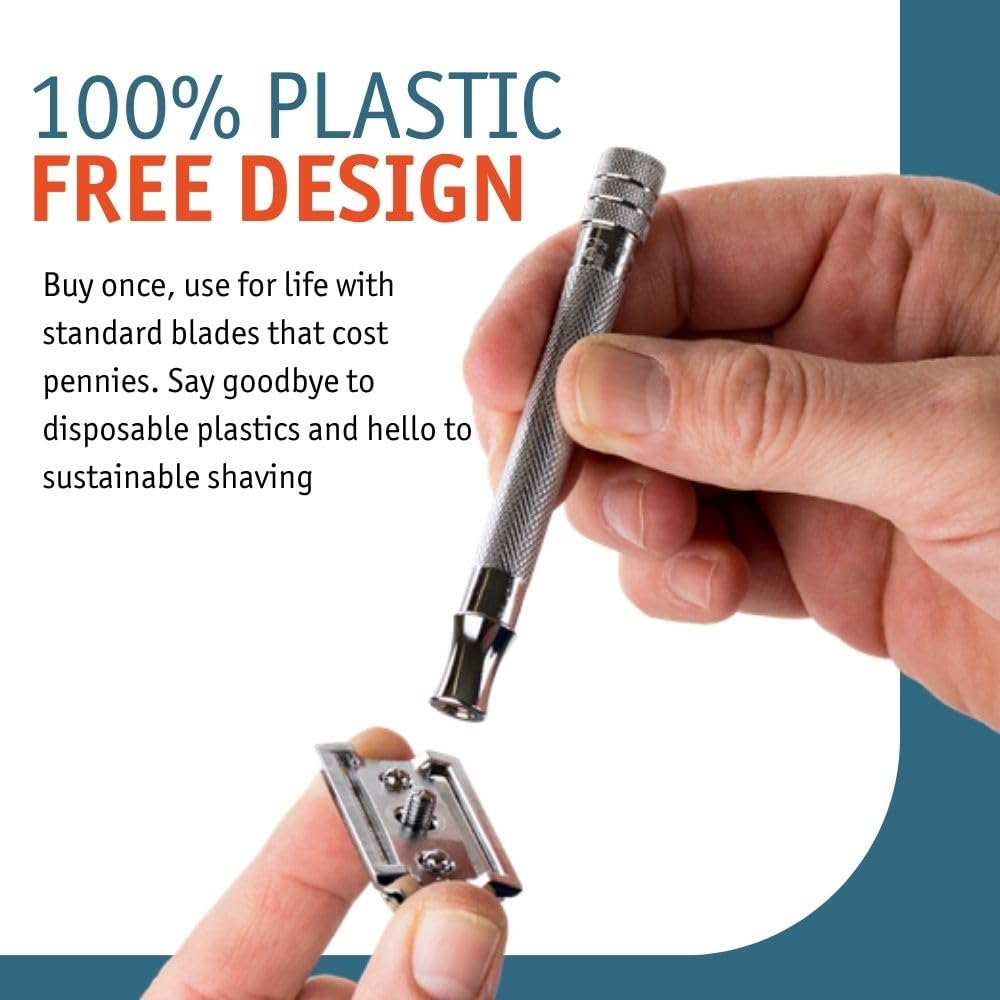 MERKUR 23C with standard double-edge blade installed for compatibility
